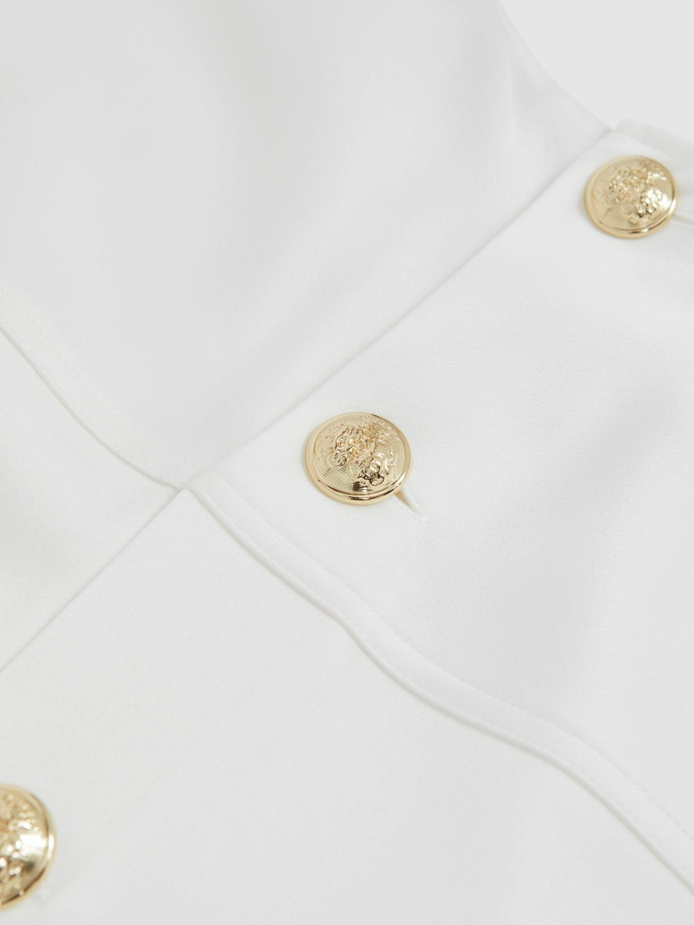 Satin Button-Back Long-Sleeve Top in Ivory