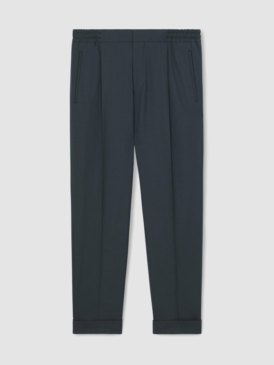 Relaxed-Fit Pleated Tapered Trousers in Steel Blue