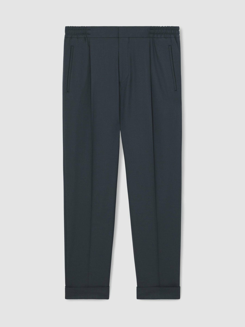 Relaxed-Fit Pleated Tapered Trousers in Steel Blue