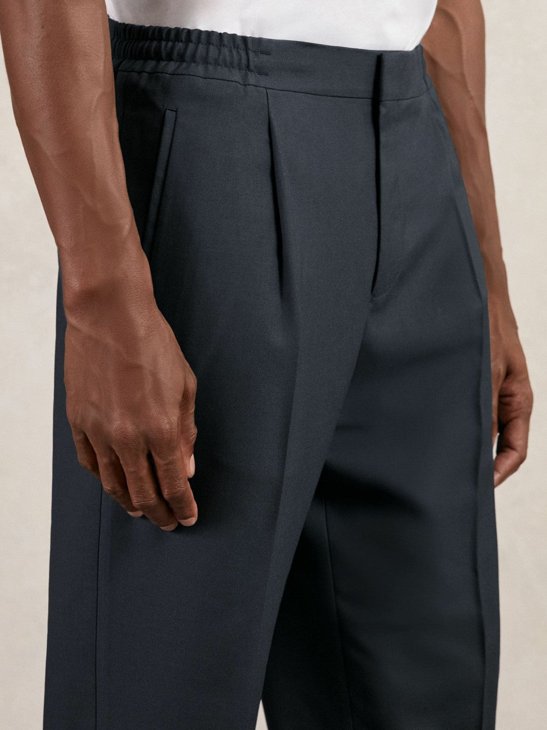 Relaxed-Fit Pleated Tapered Trousers in Steel Blue