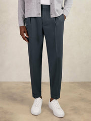 Relaxed-Fit Pleated Tapered Trousers in Steel Blue