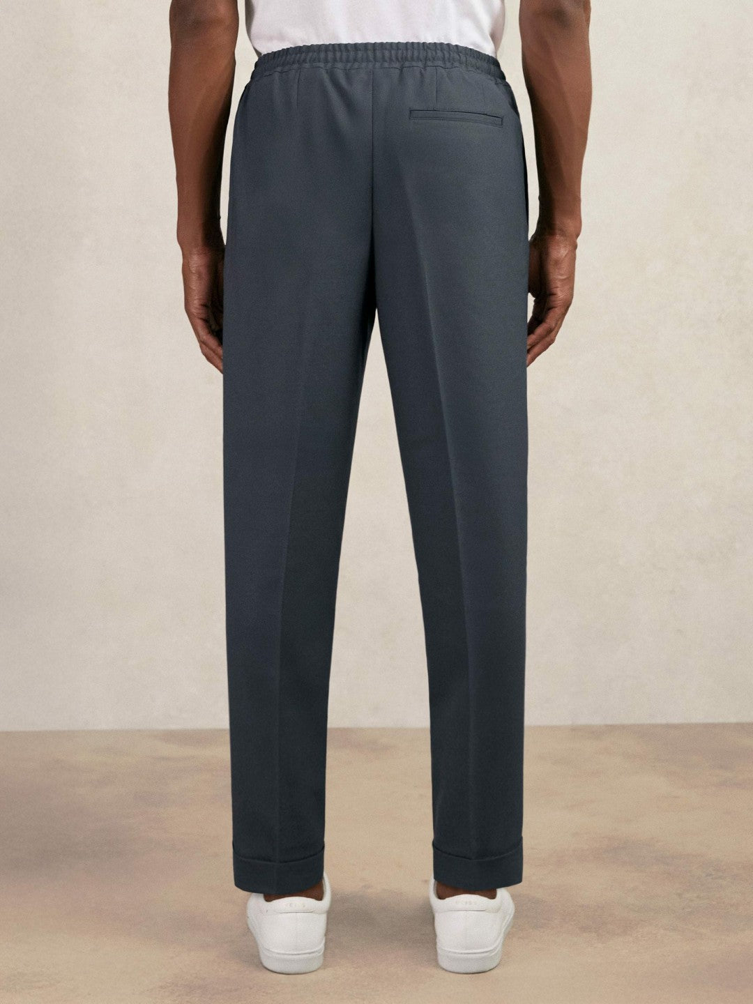 Relaxed-Fit Pleated Tapered Trousers in Steel Blue