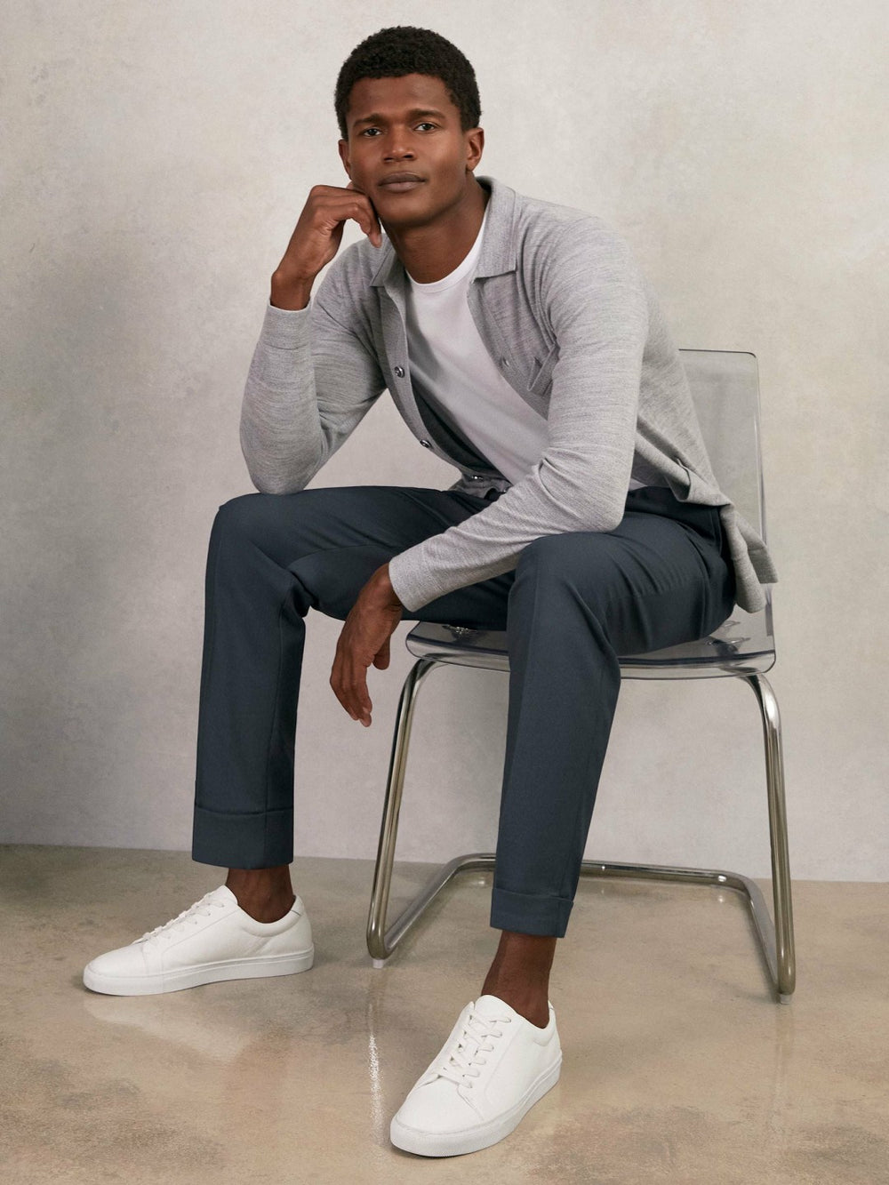 Relaxed-Fit Pleated Tapered Trousers in Steel Blue