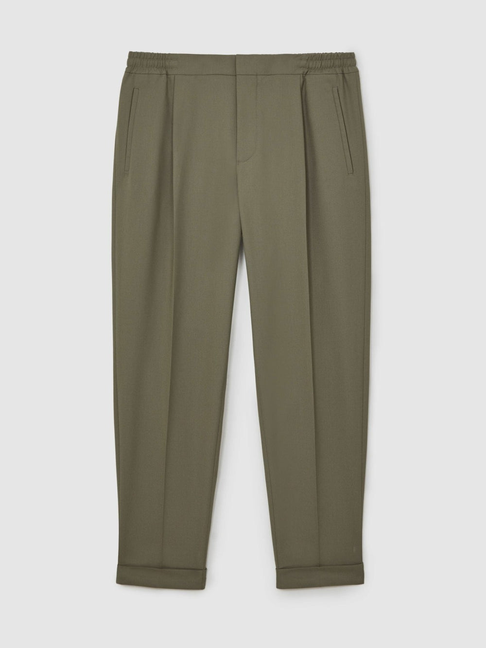 Relaxed-Fit Pleated Tapered Trousers in Sage