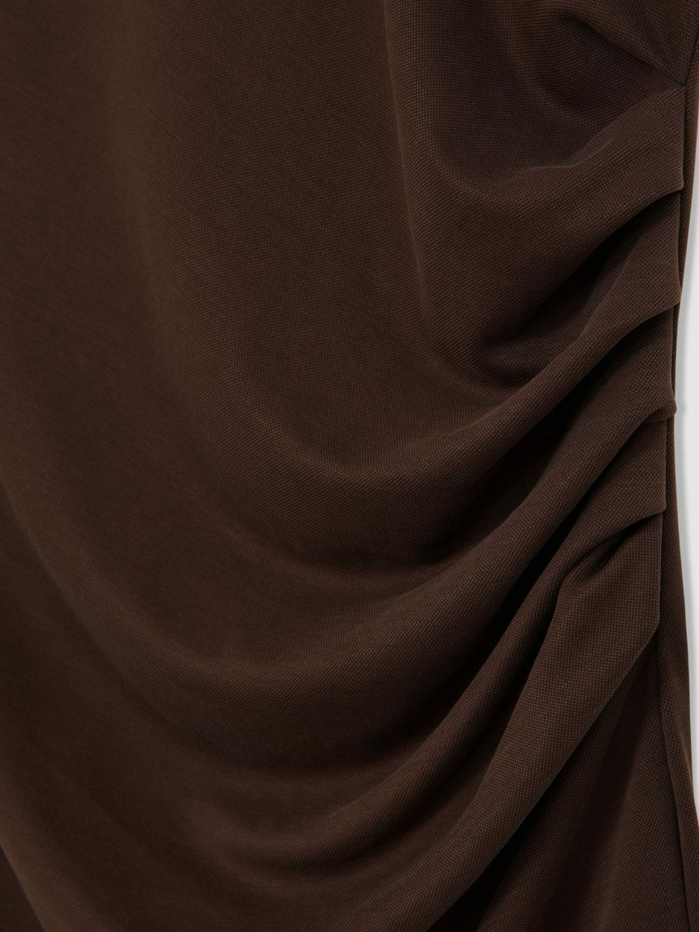 Jersey Ruched Racer Midi Dress in Chocolate Brown