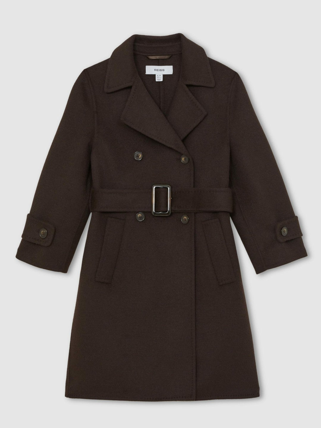 3-9 yrs Double-Breasted Blindseam Wool-Blend Coat in Chocolate Brown