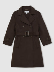 3-9 yrs Double-Breasted Blindseam Wool-Blend Coat in Chocolate Brown