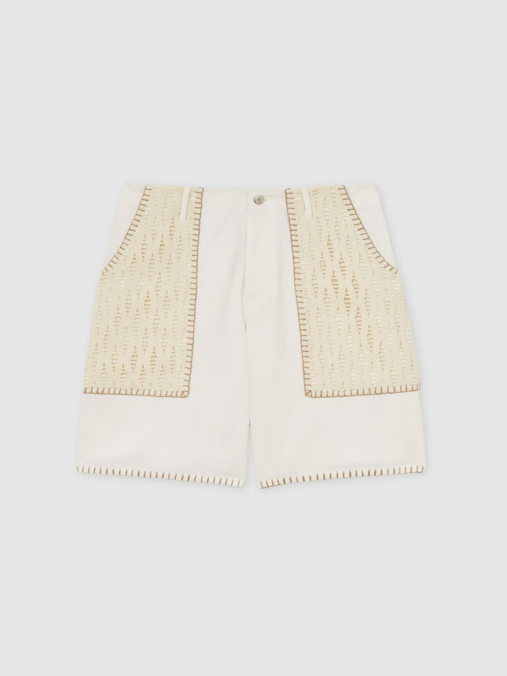 | Tom Daley Crochet Denim Shorts in Off White