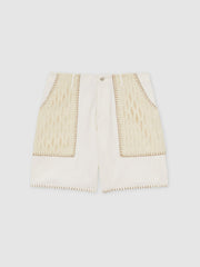 | Tom Daley Crochet Denim Shorts in Off White