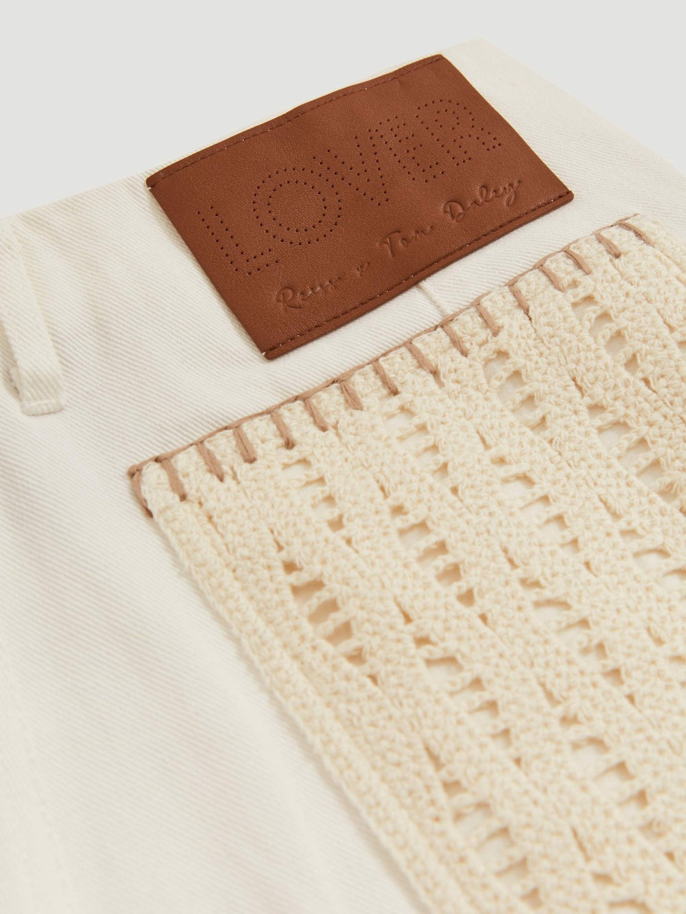 | Tom Daley Crochet Denim Shorts in Off White