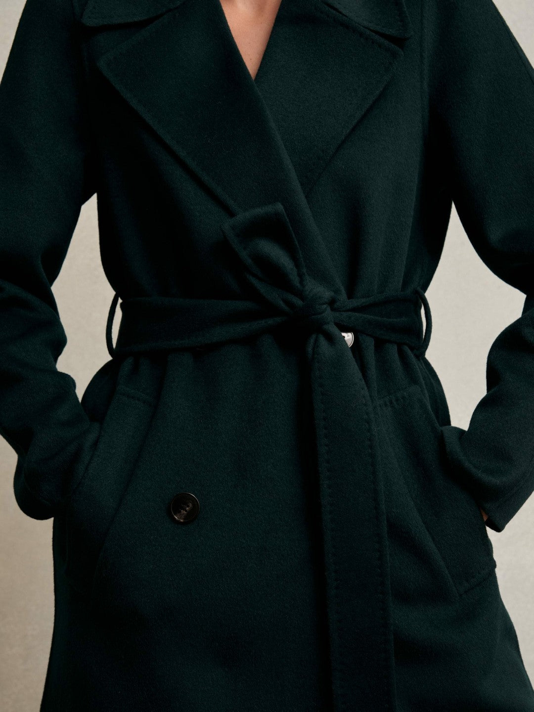 Petite Double-Breasted Blindseam Coat Wool-Blend in Green