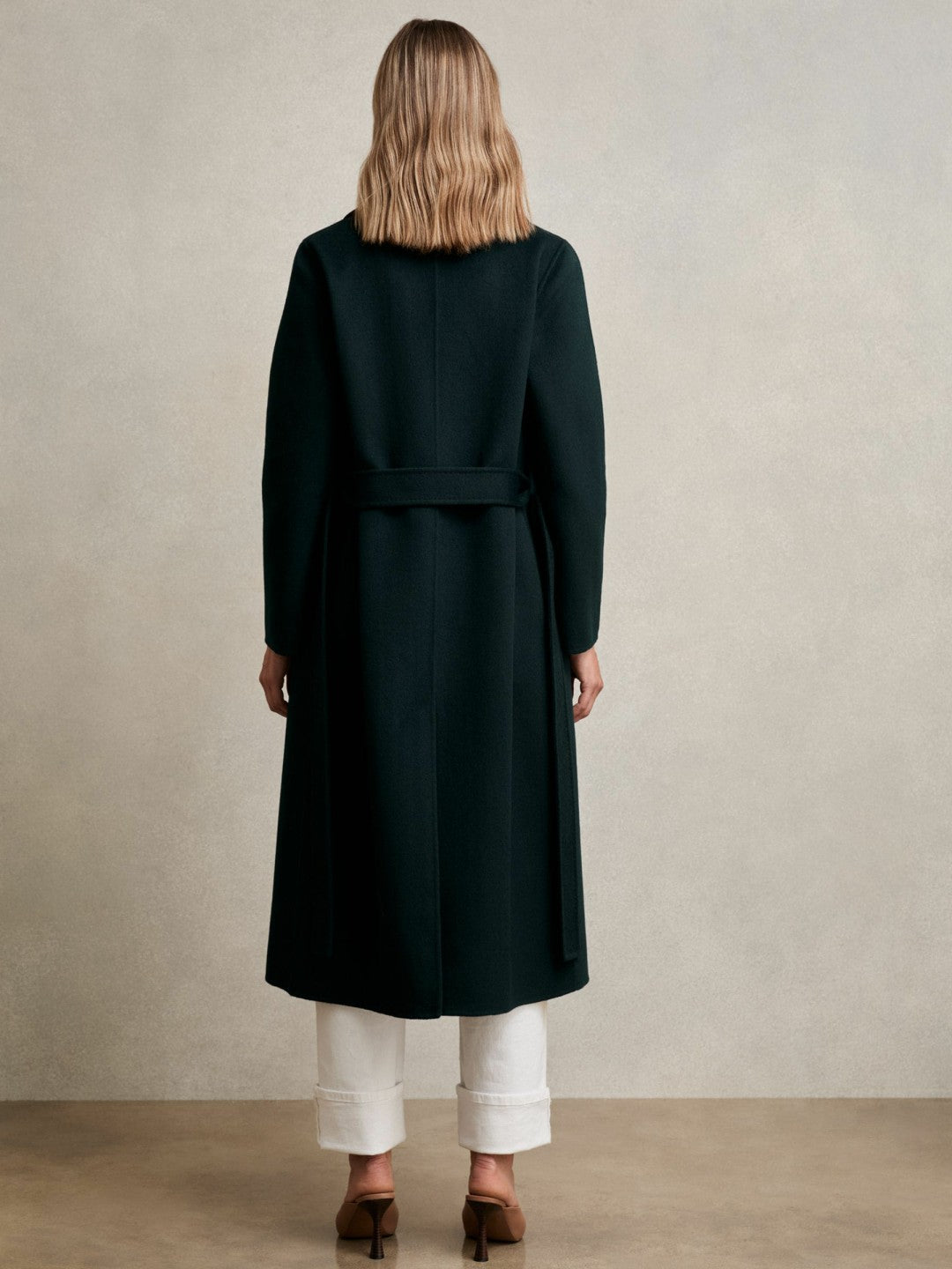 Petite Double-Breasted Blindseam Coat Wool-Blend in Green