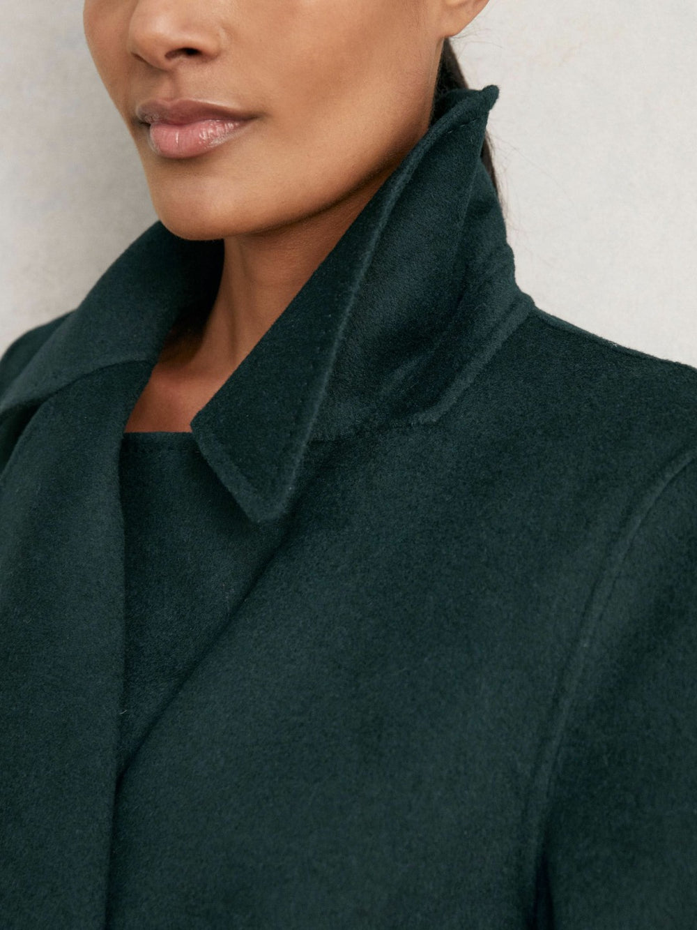 Double-Breasted Blindseam Coat Wool-Blend in Green
