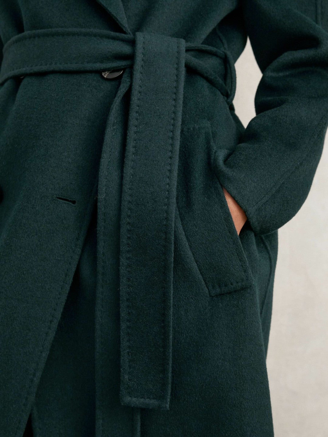 Double-Breasted Blindseam Coat Wool-Blend in Green