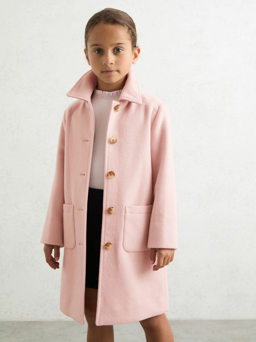 13-14 yrs Wool-Blend Single-Breasted Coat in Pink
