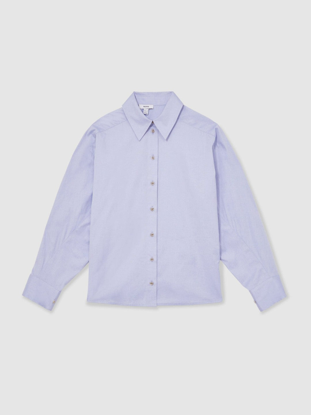 Cotton Button Through Oxford Shirt in Blue