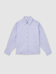 Cotton Button Through Oxford Shirt in Blue