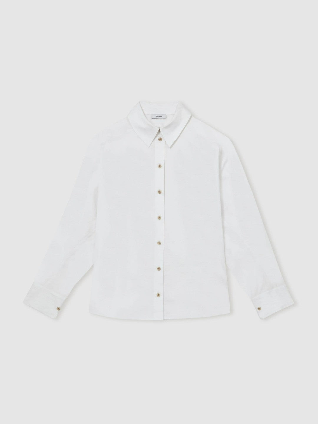 Cotton Button Through Oxford Shirt in White