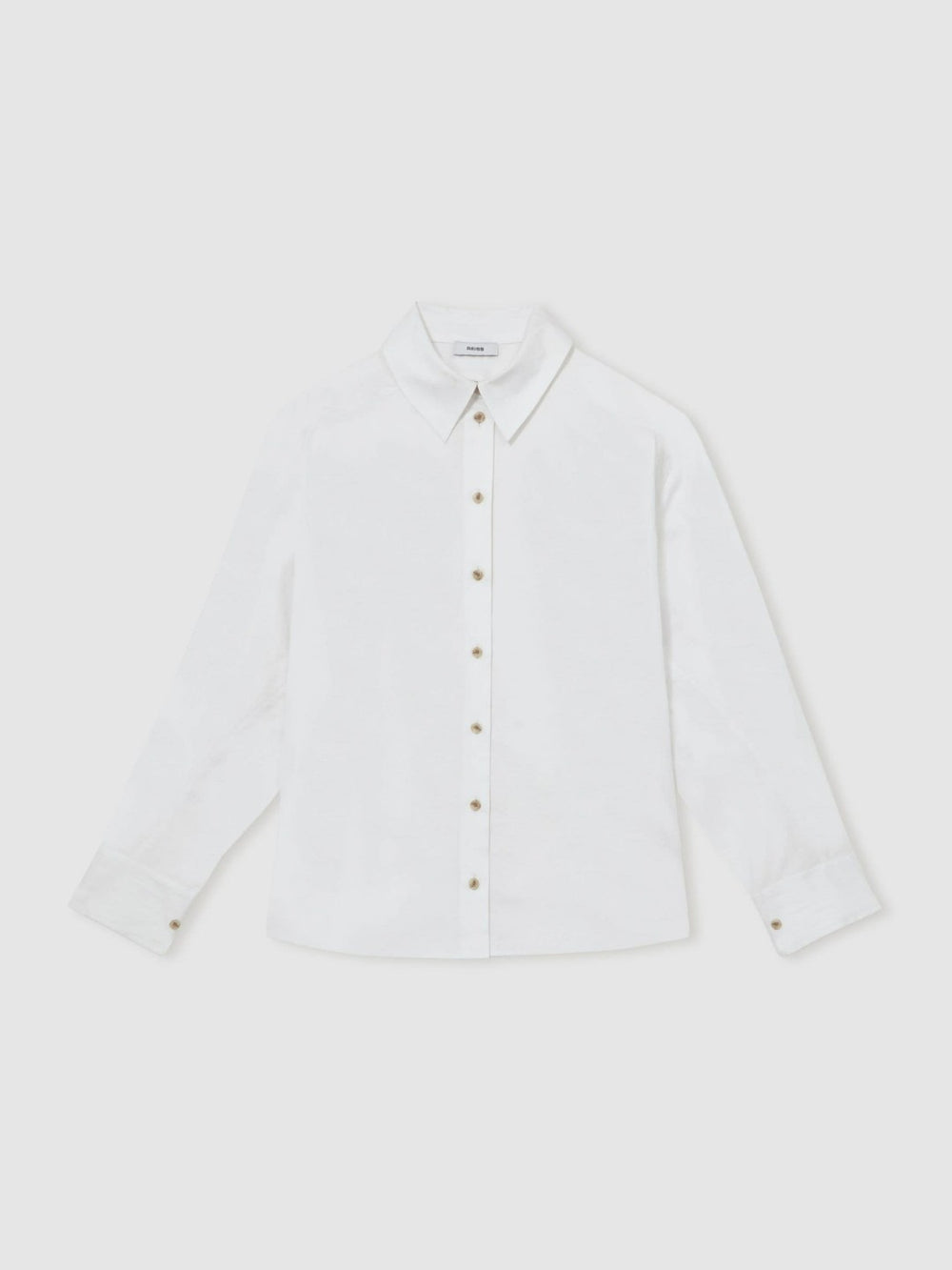 Cotton Button Through Oxford Shirt in White