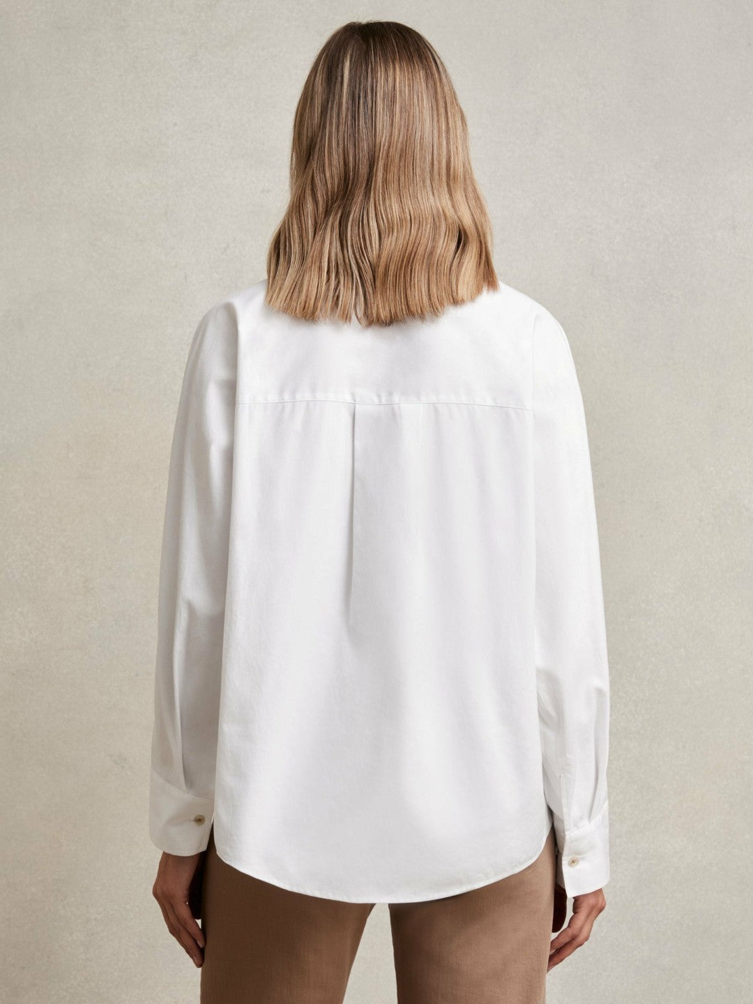 Cotton Button Through Oxford Shirt in White