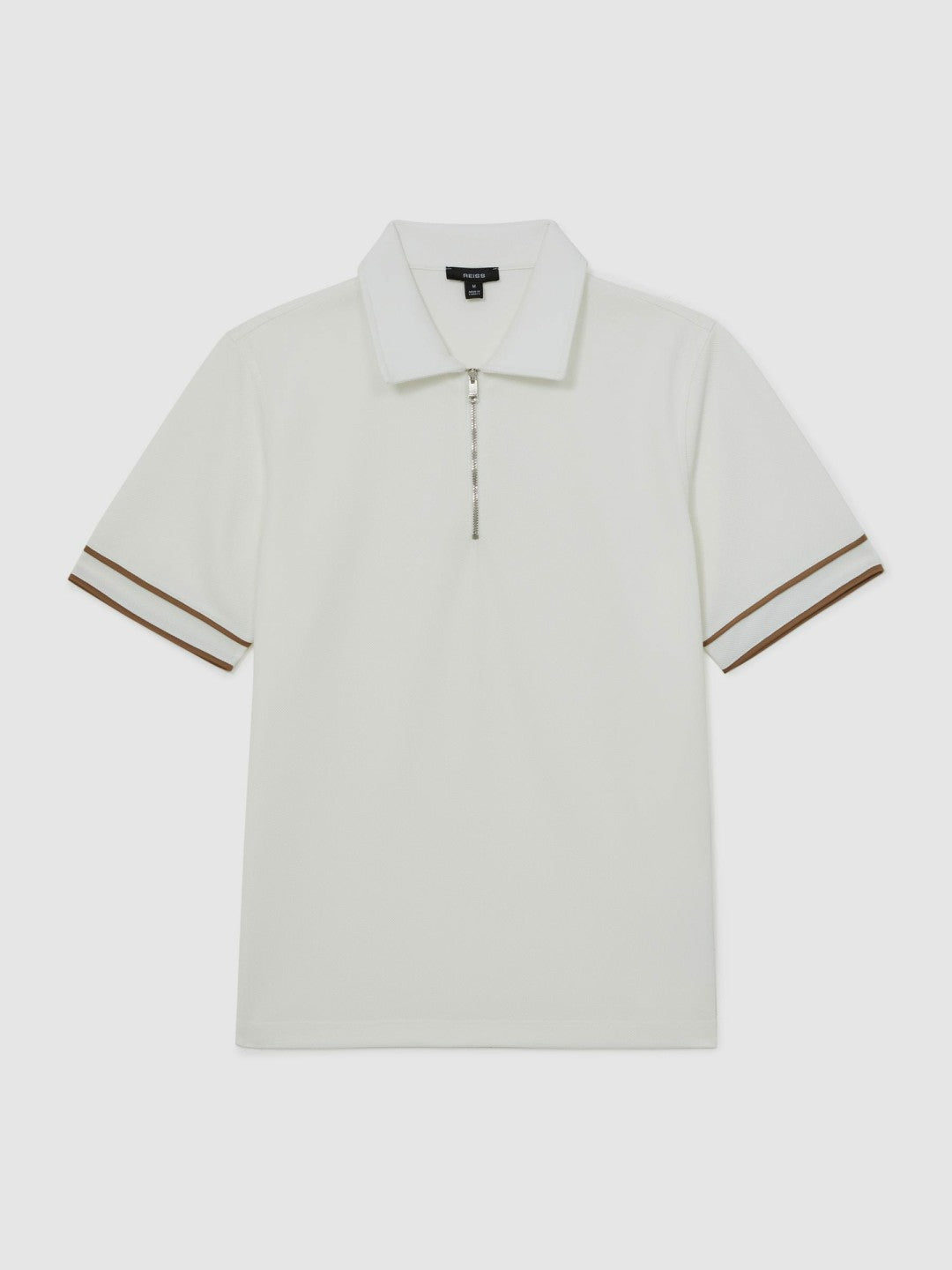 Textured Half-Zip Tipped Polo Shirt in White