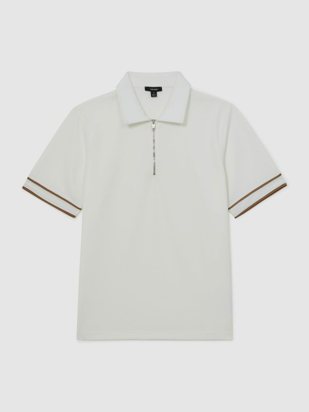 Textured Half-Zip Tipped Polo Shirt in White