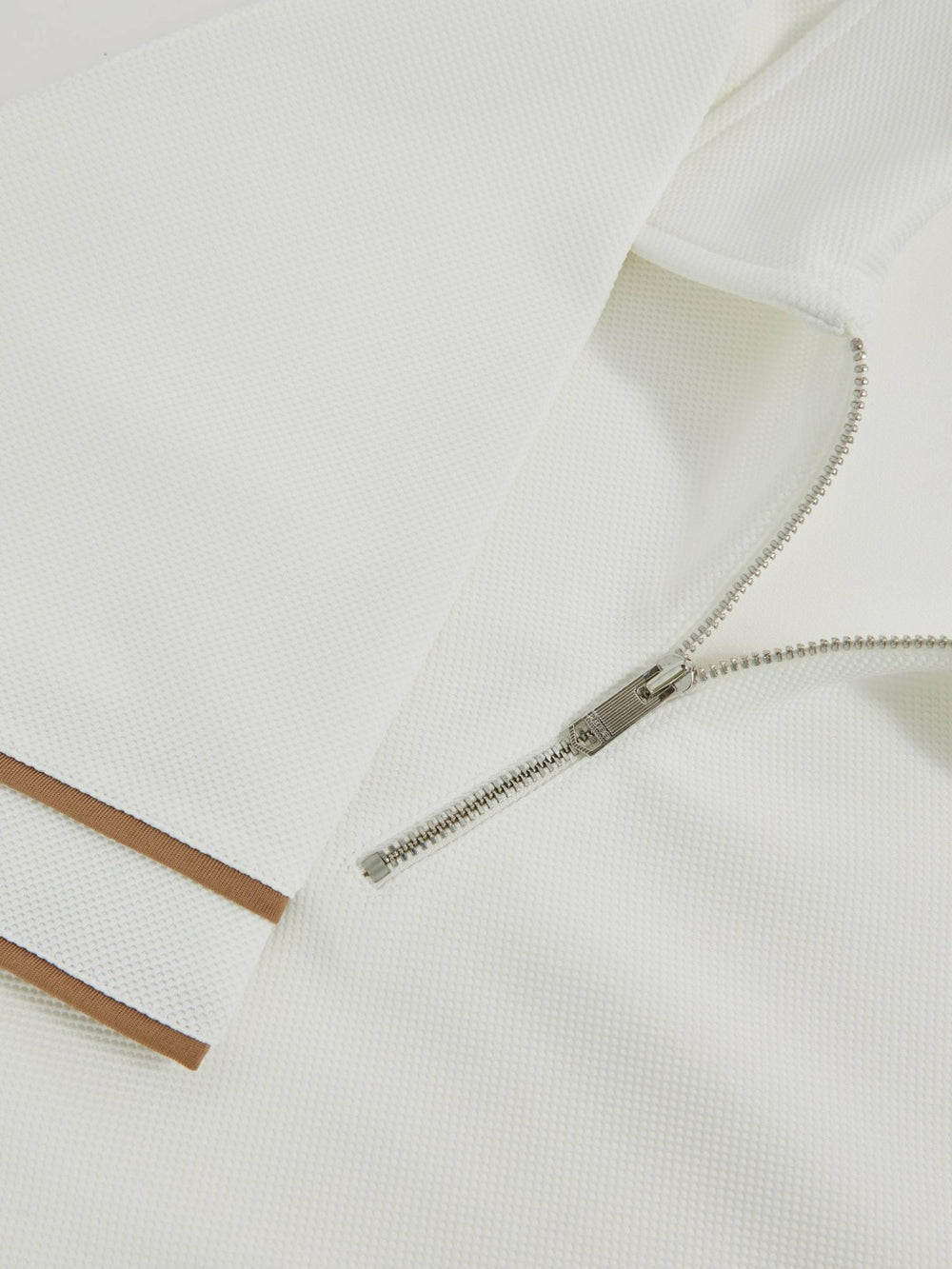 Textured Half-Zip Tipped Polo Shirt in White