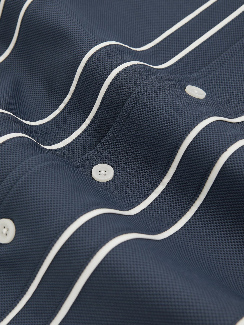 Piped-Stripe Cuban-Collar Shirt in Airforce Blue
