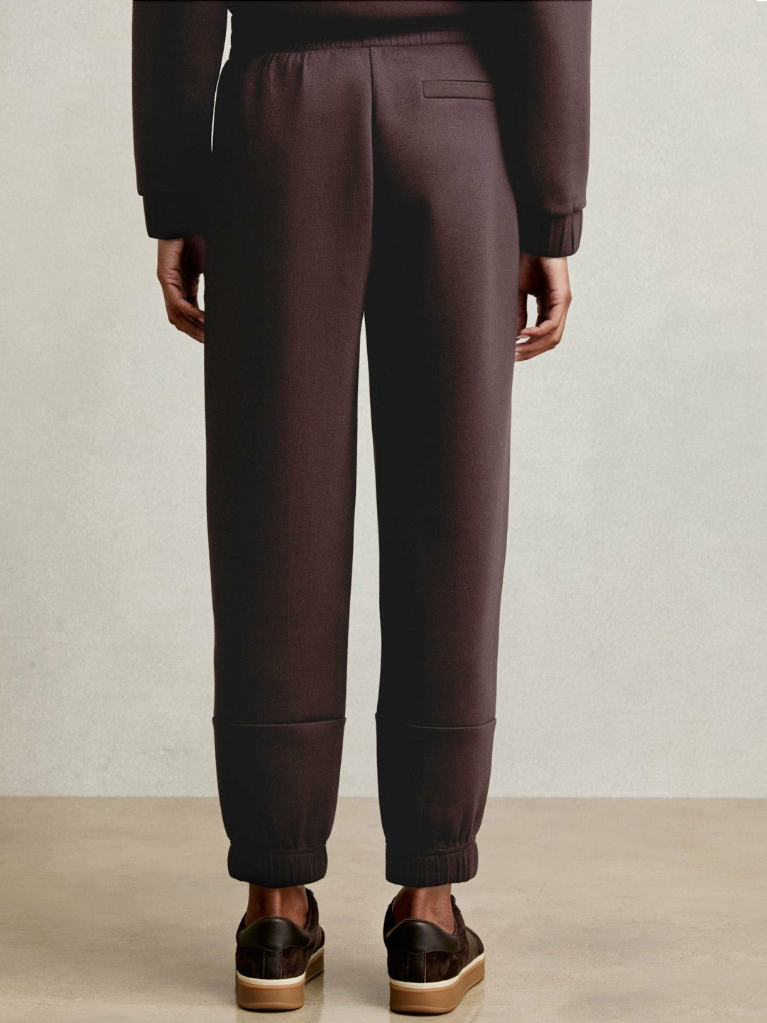 Tapered Elasticated-Waist Joggers in Plum