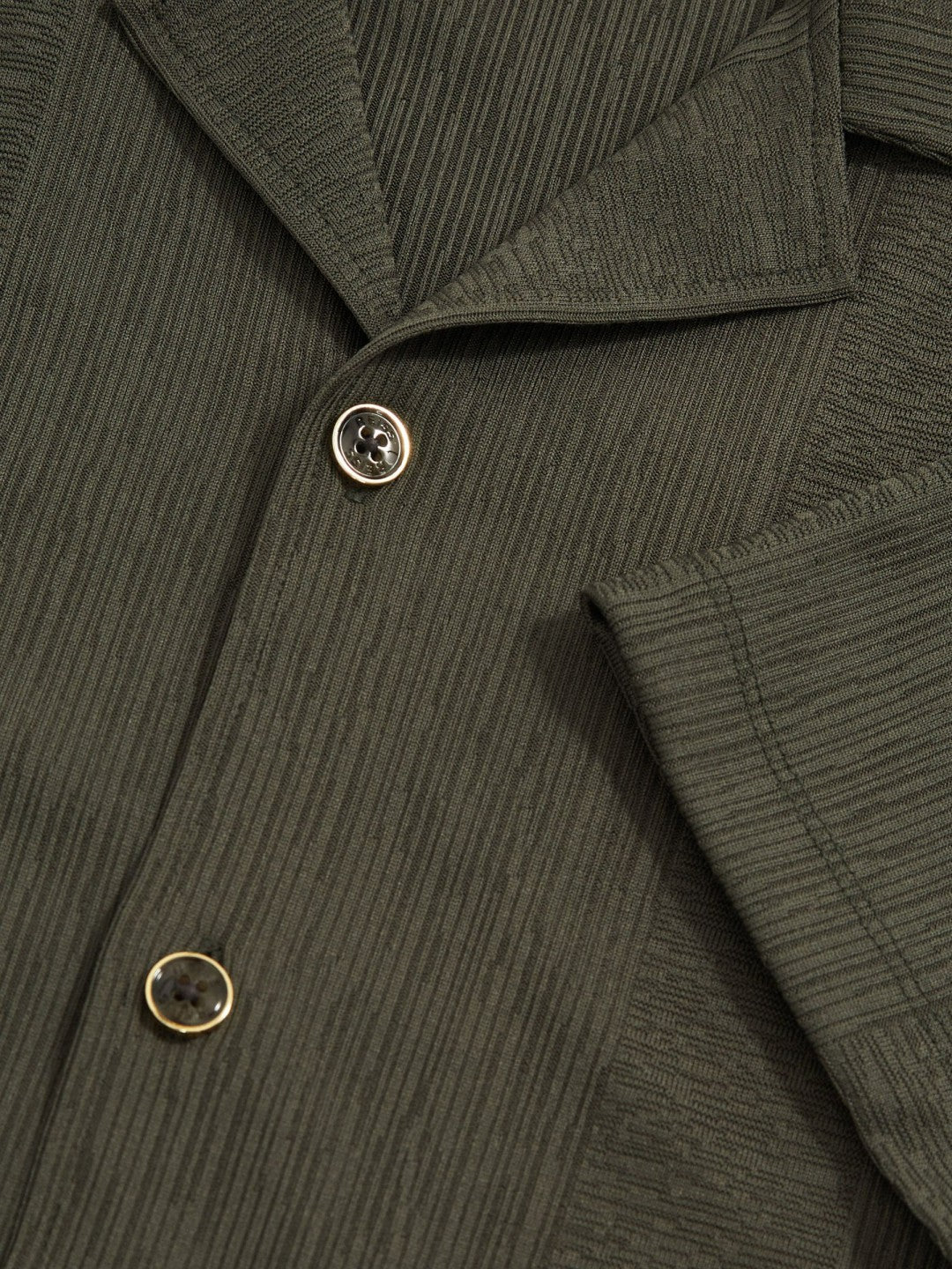 Jacquard-Stripe Cuban-Collar Shirt in Dark Green