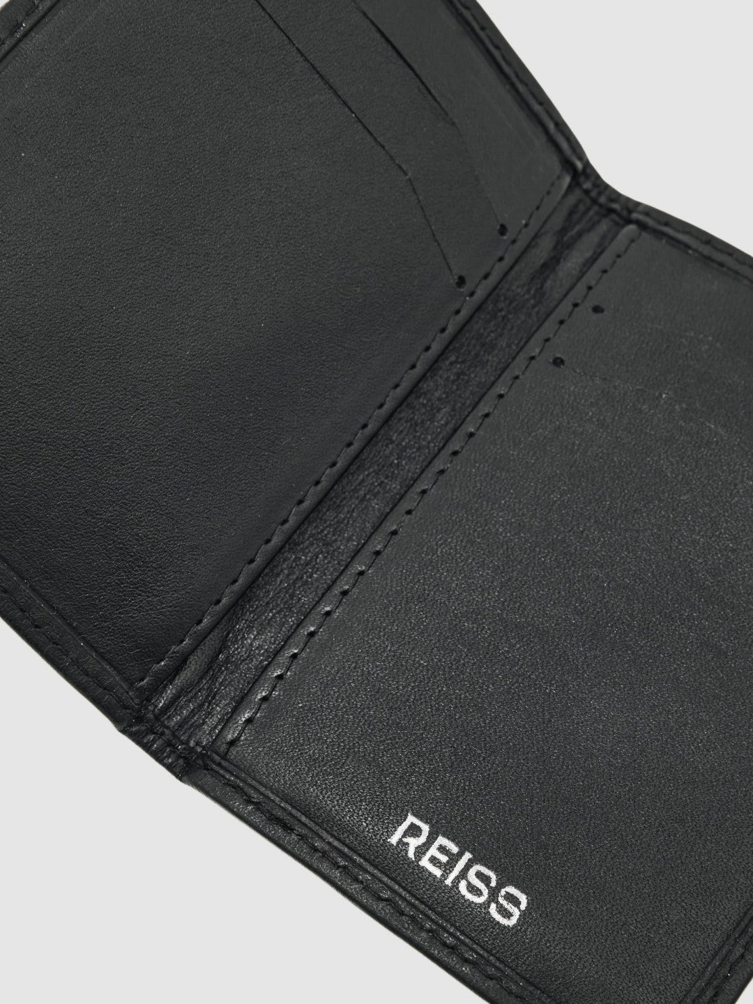 Leather Large Lattice-Effect Cardholder in Black