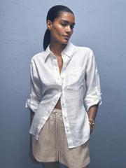 Linen-Blend Drawstring Shorts in Neutral