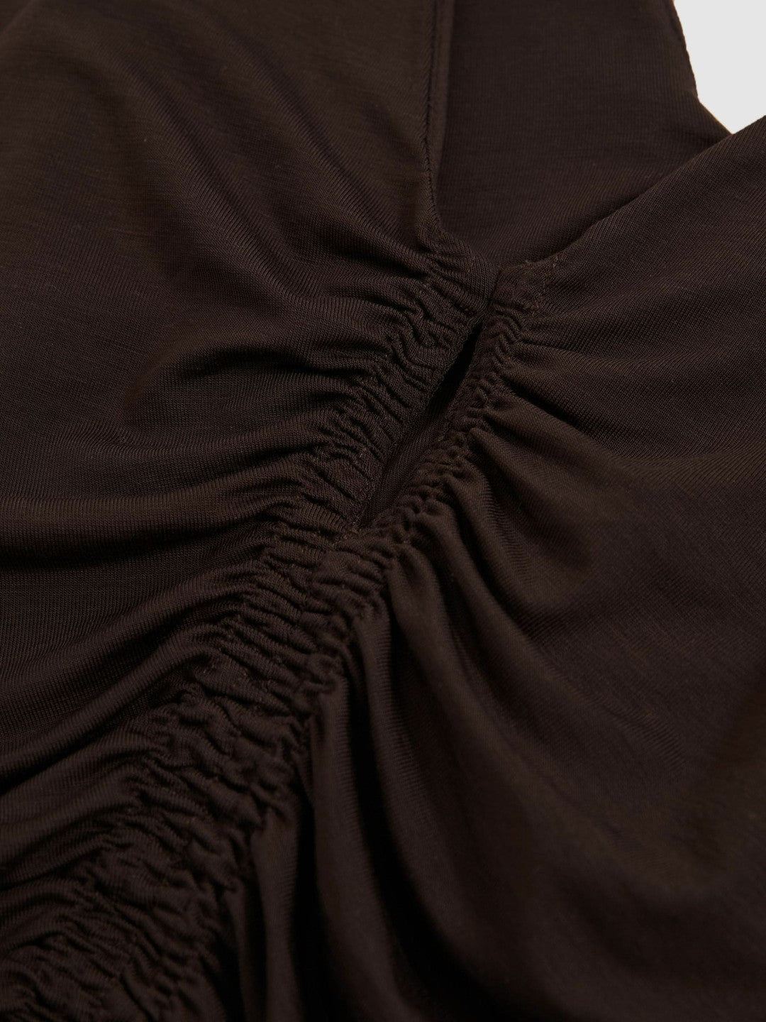 Stretch Lyocell Jersey Ruched Vest in Chocolate Brown