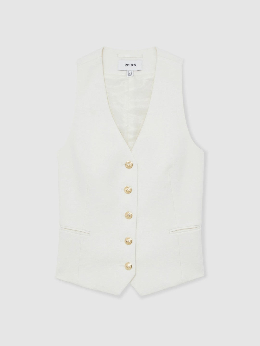 Single-Breasted Twill Waistcoat With Wool in White