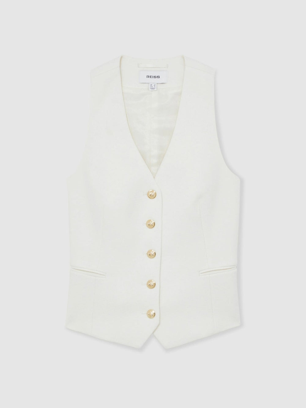 Single-Breasted Twill Waistcoat With Wool in White