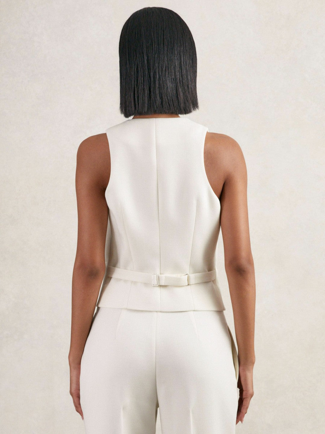 Single-Breasted Twill Waistcoat With Wool in White