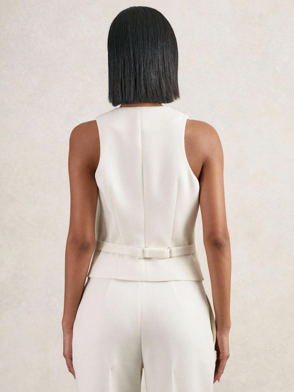 Single-Breasted Twill Waistcoat With Wool in White