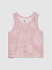 13-14 yrs Cotton Floral Vest and Joggers Set in Pink Print