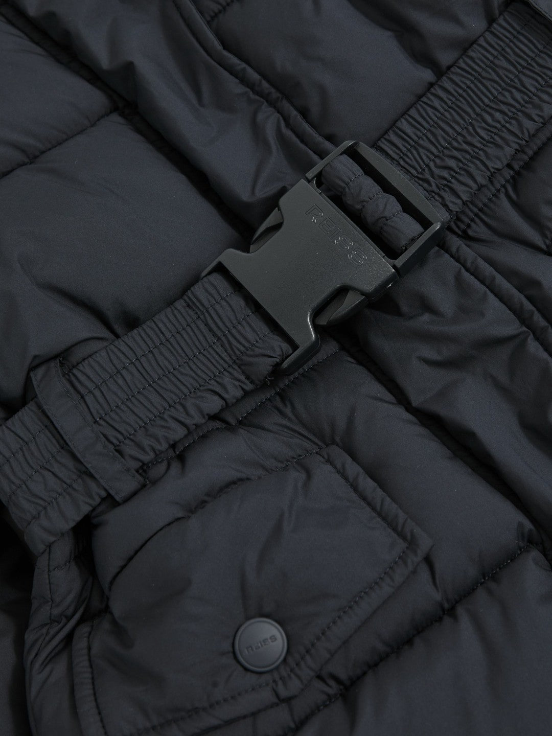 Longline Hooded Puffer Coat in Navy