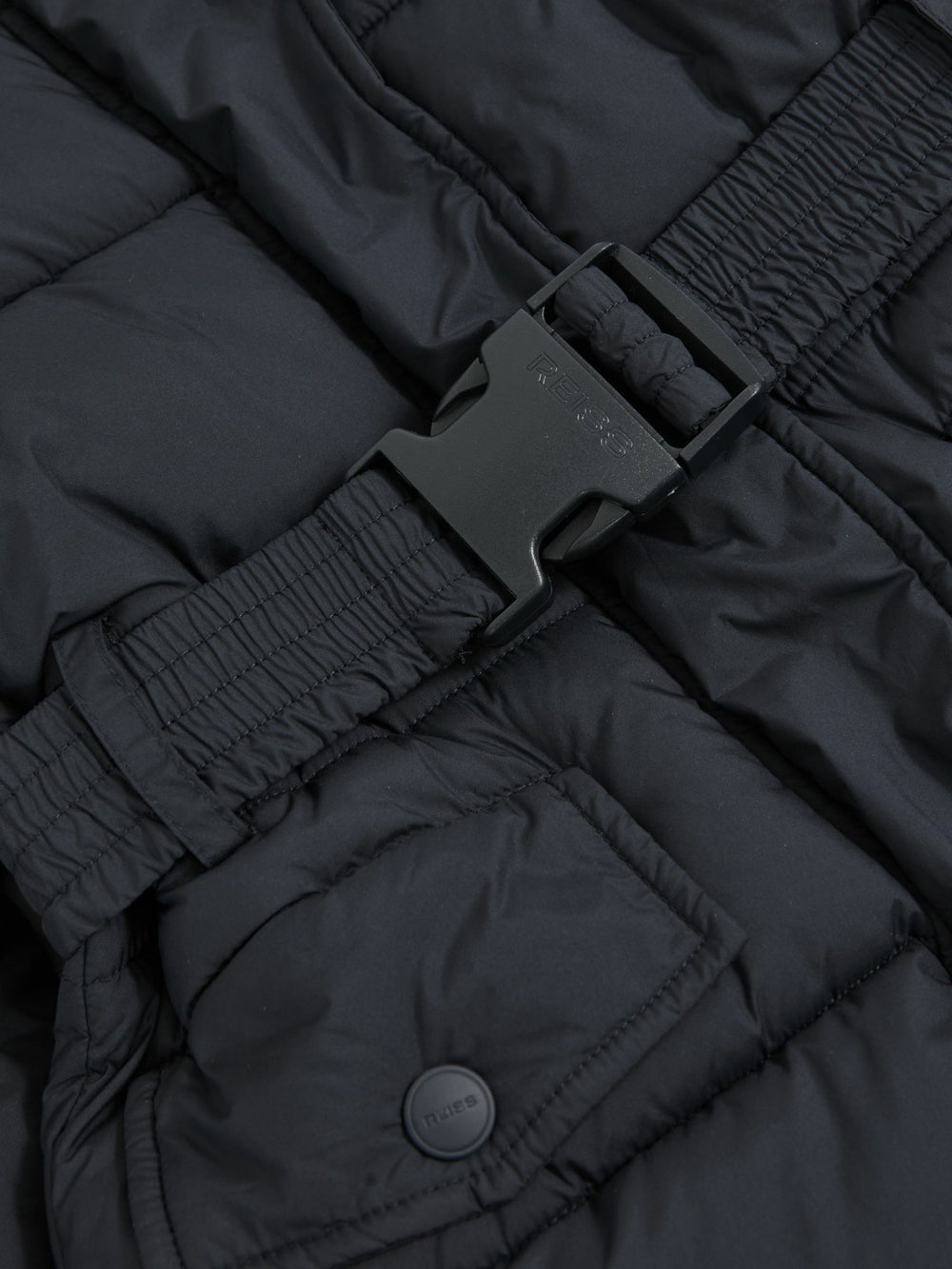 Longline Hooded Puffer Coat in Navy