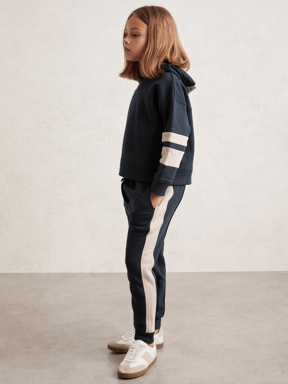Cotton-Blend Joggers and Hoodie Set in Navy