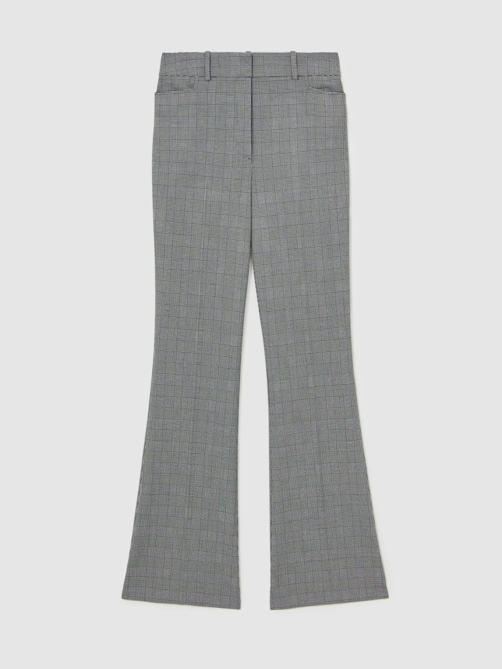 Check Flared Suit Trousers in Grey