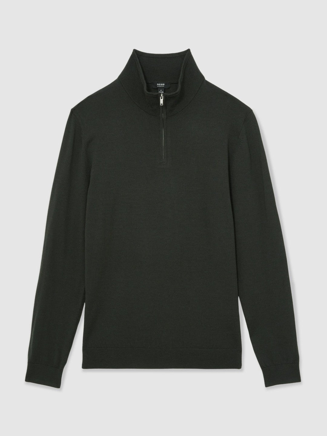 Merino Wool Half-Zip Jumper in Dark Military Green