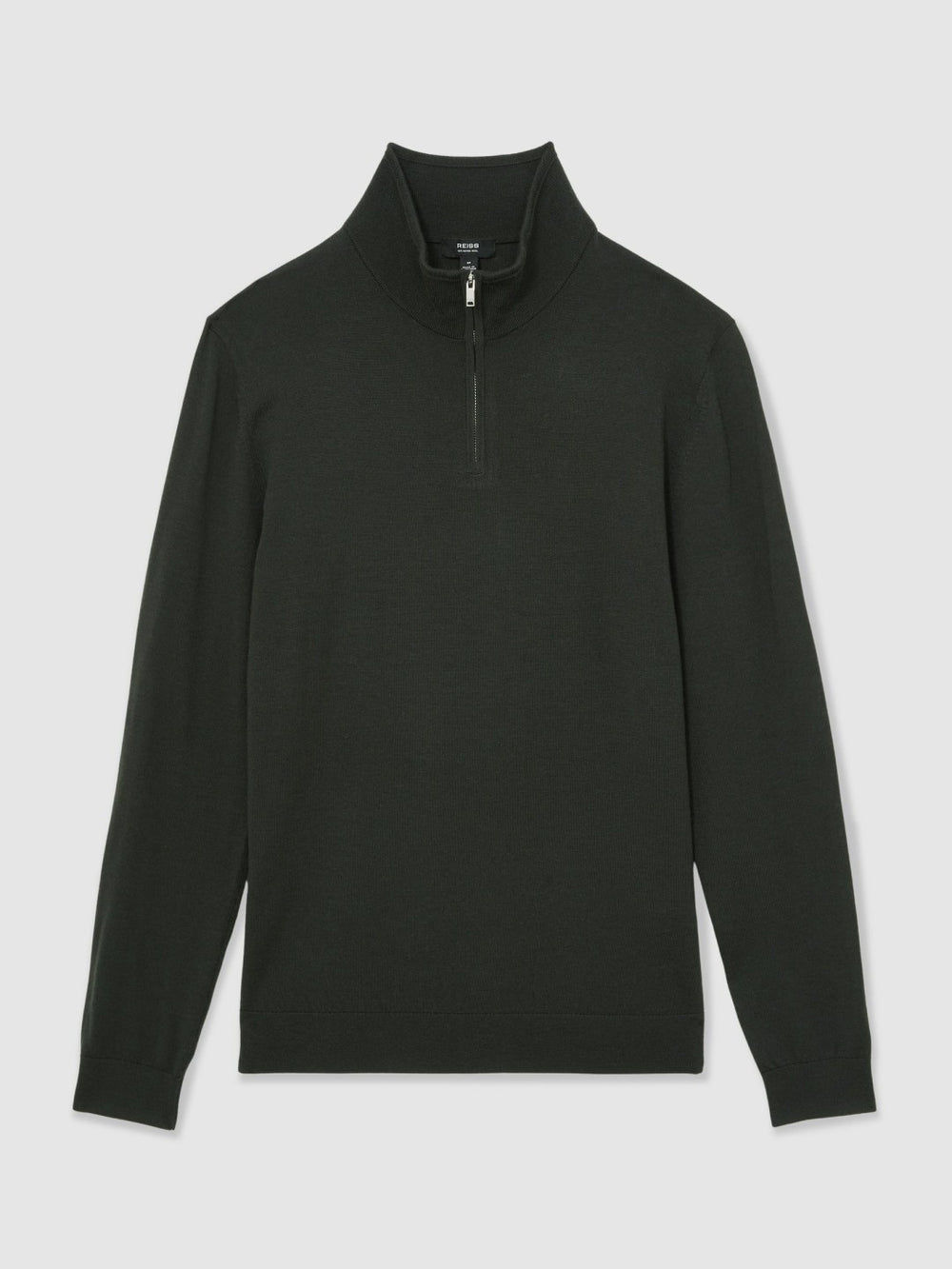 Merino Wool Half-Zip Jumper in Dark Military Green
