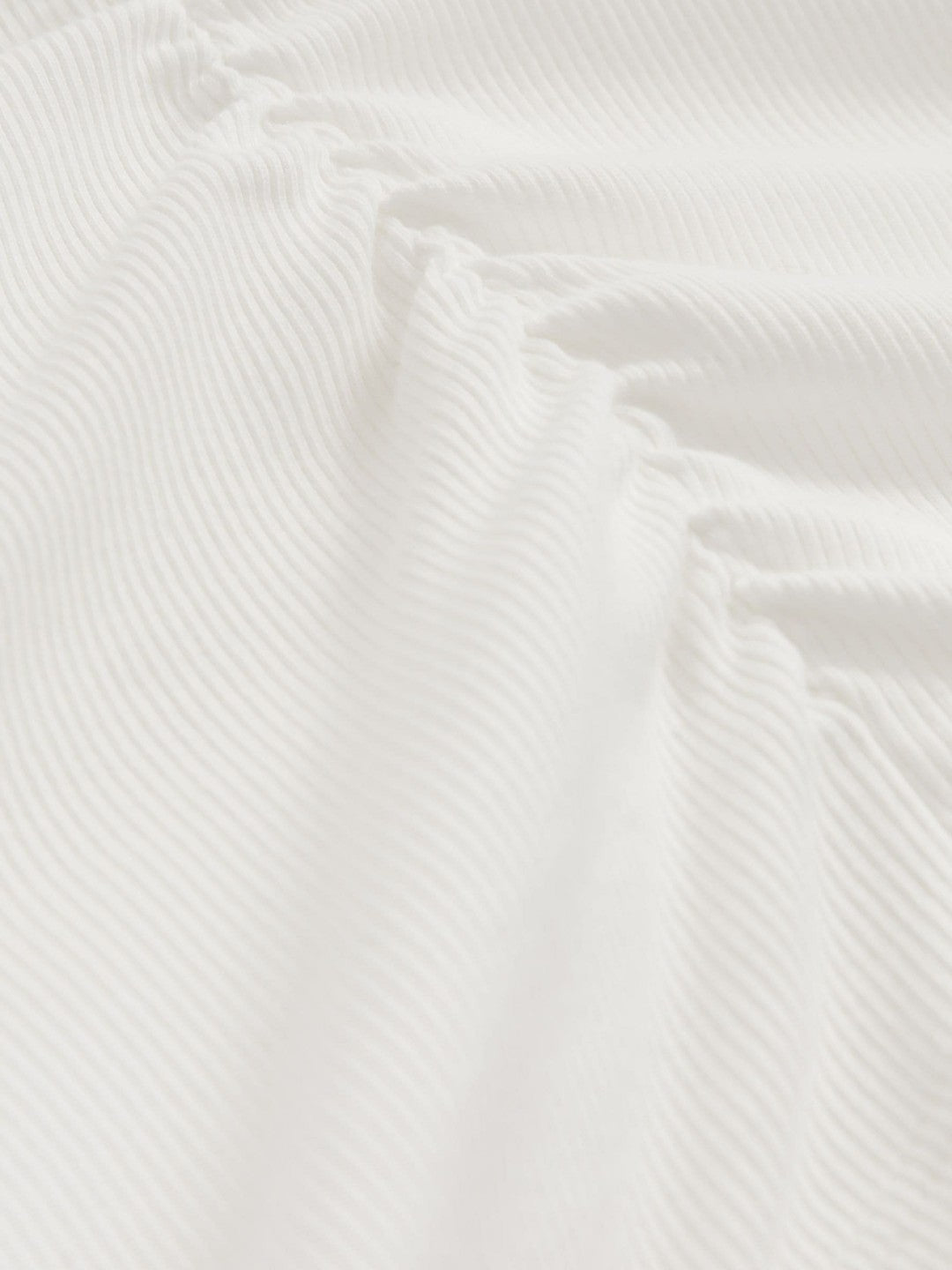 Cotton Long-Sleeve Ruched T-Shirt with Stretch in White