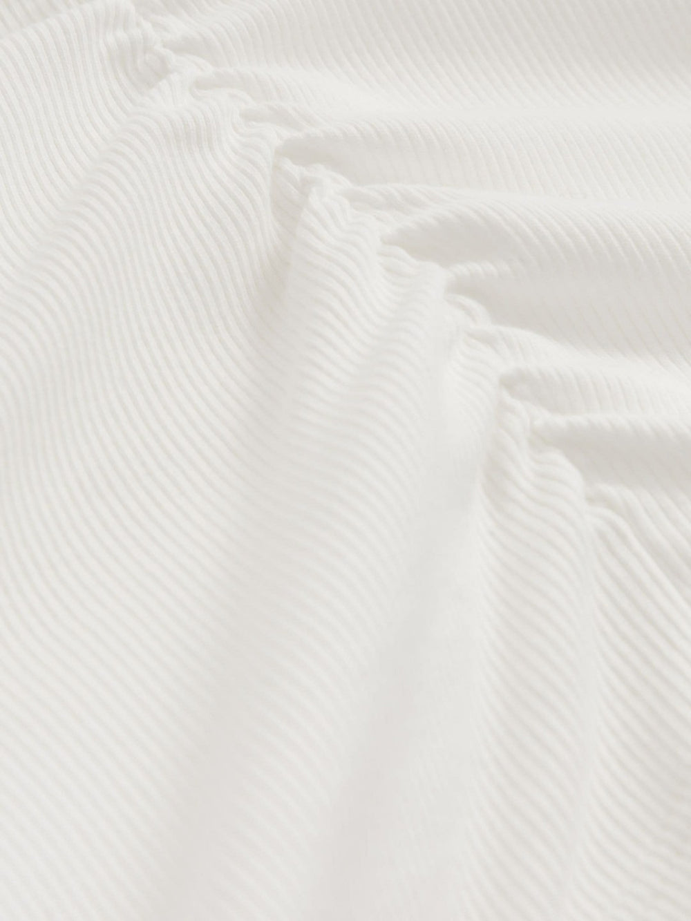 Cotton Long-Sleeve Ruched T-Shirt with Stretch in White