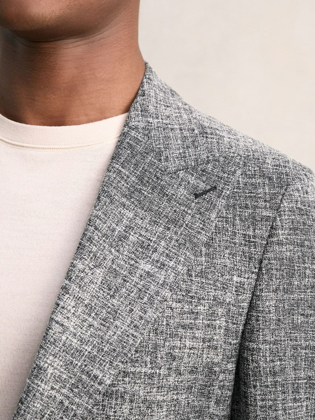 Single-Breasted Textured Mélange Blazer Slim-Fit in Navy Melange