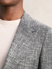 Single-Breasted Textured Mélange Blazer Slim-Fit in Navy Melange