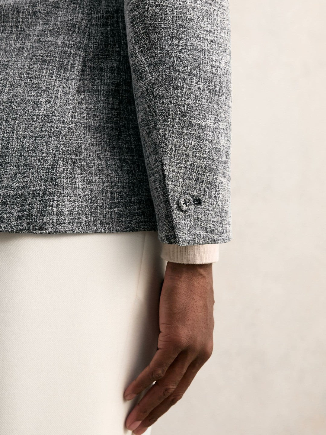 Single-Breasted Textured Mélange Blazer Slim-Fit in Navy Melange