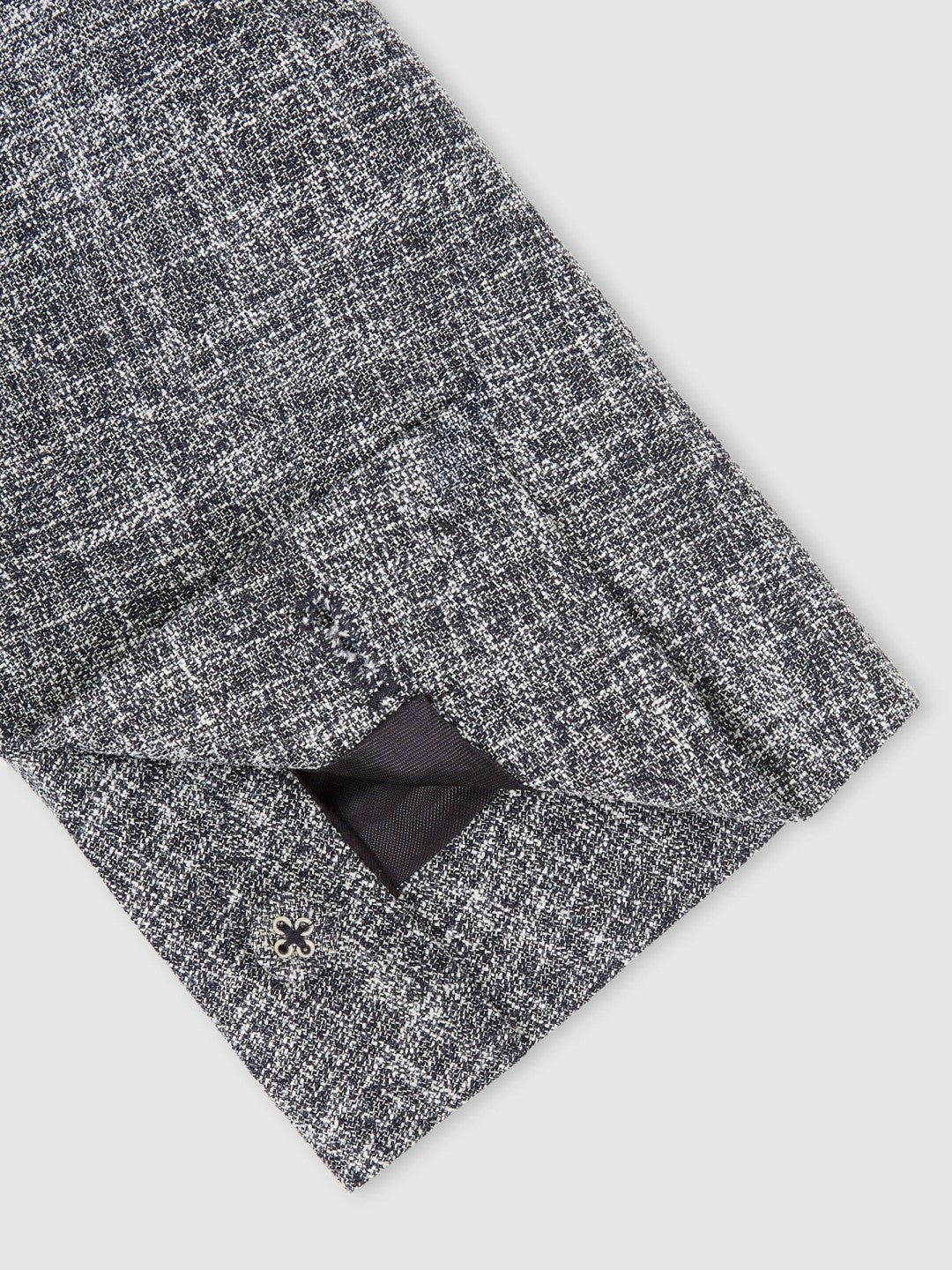 Single-Breasted Textured Mélange Blazer Slim-Fit in Navy Melange